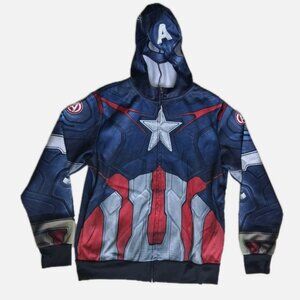 Avengers Captain America Hoodie Men’s Large Zip / Mask Excellent Condition